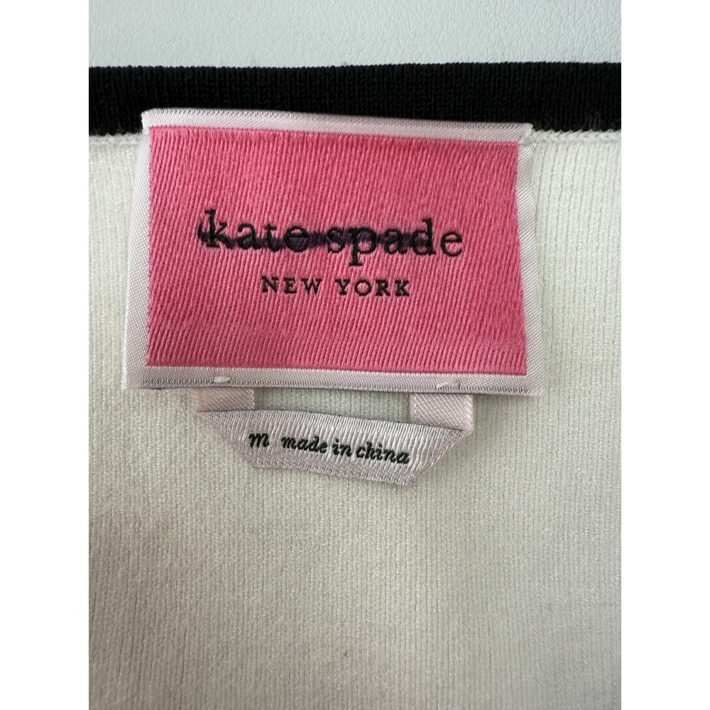 Kate Spade New York Womens Cream Black Striped Knit Fit Flare Dress Medium New - Picture 2 of 10